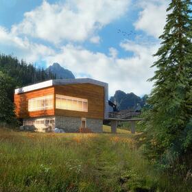 3D architectural rendering of a house